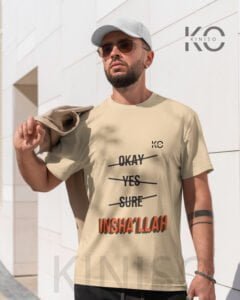 Image of Half Sleeve Round Neck Biscuit T-Shirt for Men - Islamic - InshAllah