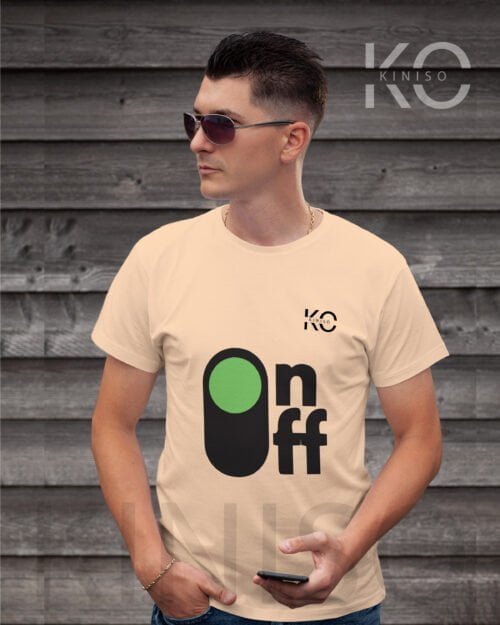 Image of Kiniso Half Sleeve Round Neck Biscuit T-Shirt for Men - Tech -ON-Off