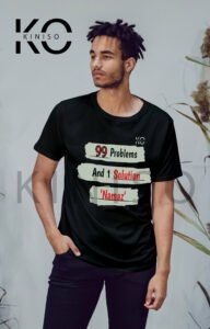 Image of Half Sleeve Round Neck Black T-Shirt for Men Islamic 99 Problems