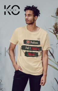 Image of Half Sleeve Round Neck Biscuit 99 problems - Muslim Men's tshirt