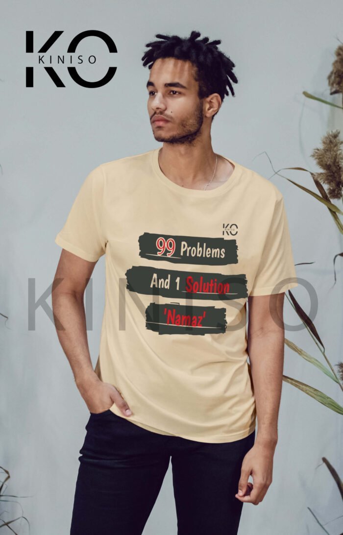 Image of Half Sleeve Round Neck Biscuit T-Shirt for Men Islamic 99 Problems