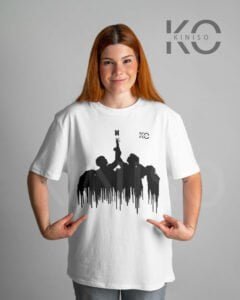 K-pop BTS T-shirt - Reaching Sky up wearing by a women