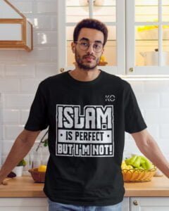 Image of Half Sleeve Round Neck Black Tshirt Islam Is Perfect