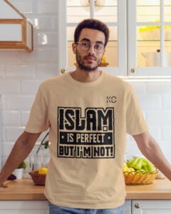 Image of Half Sleeve Round Neck Biscuit T-Shirt for Men Islamic Islam Is Perfect