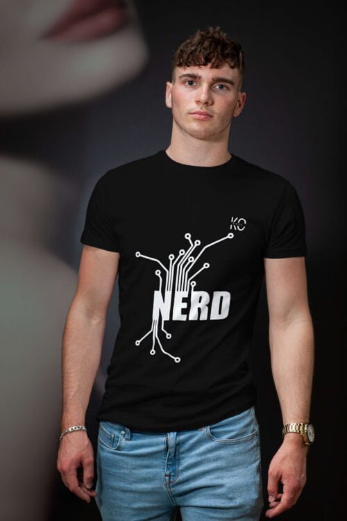 Image of KINISO - Engineer T-Shirt for men - Black Nerd Printed Half Sleeve Streetwear