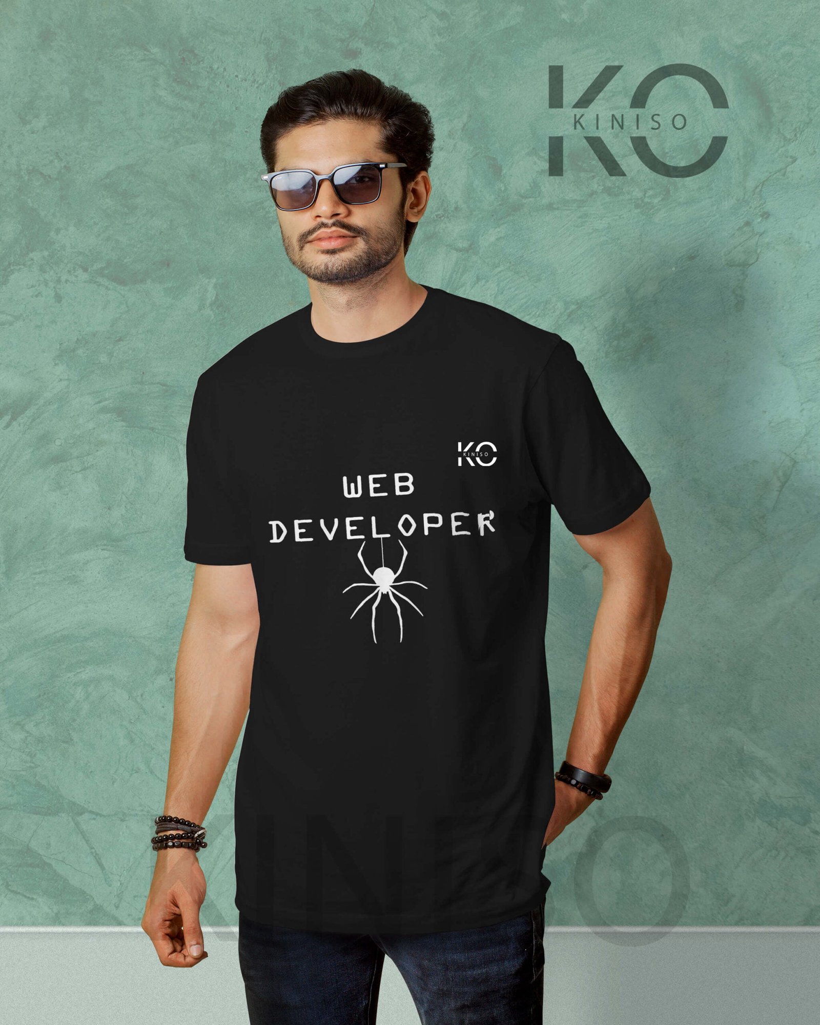 Image of Half Sleeve Round Neck Black T-Shirt for Men Tech Web Developer T-shirt