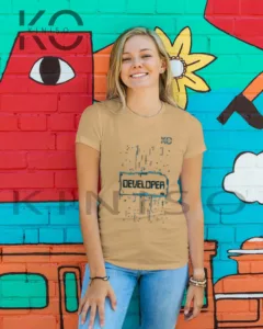 Developer Brown Color T-shirt for geeky girl 