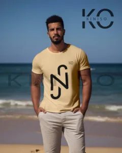 Neymar Jr Tee – NJ in brown wearing by a man at the beach