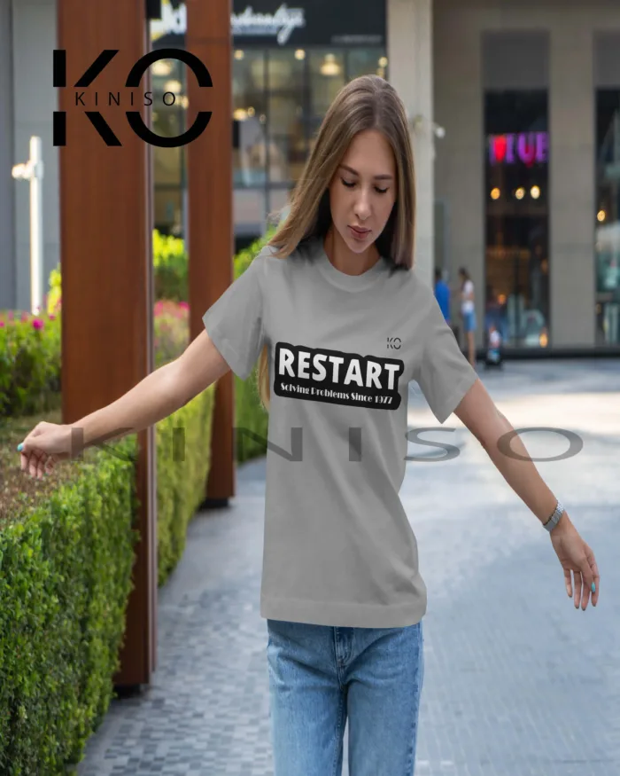 Engineer Tees - "Restart Solving the Problems Since 1977" - Geeky Women's Crew Neck Half Sleeve Tee Shirt in BD - Image 4