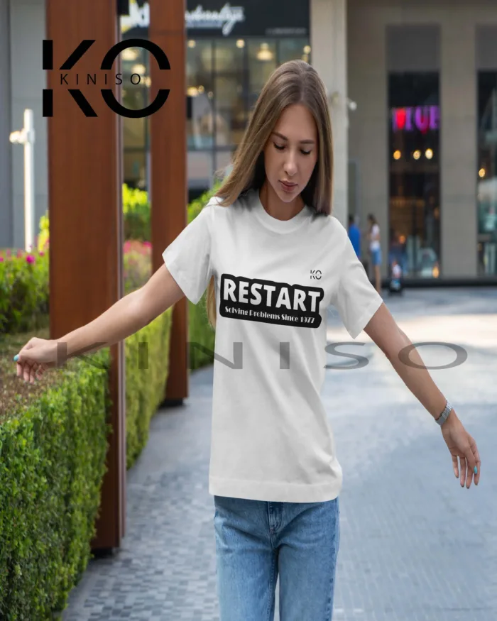 Engineer Tees - "Restart Solving the Problems Since 1977" - Geeky Women's Crew Neck Half Sleeve Tee Shirt in BD - Image 3