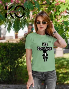 web developer t-shirt green color for women