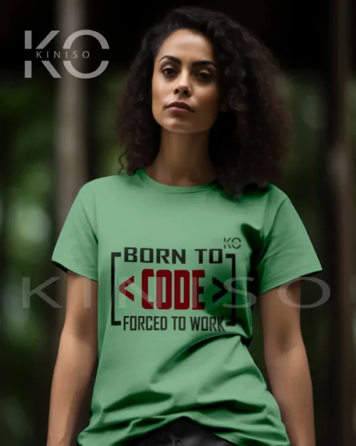 Engineer T-shirt for Women in Green color Born to Code