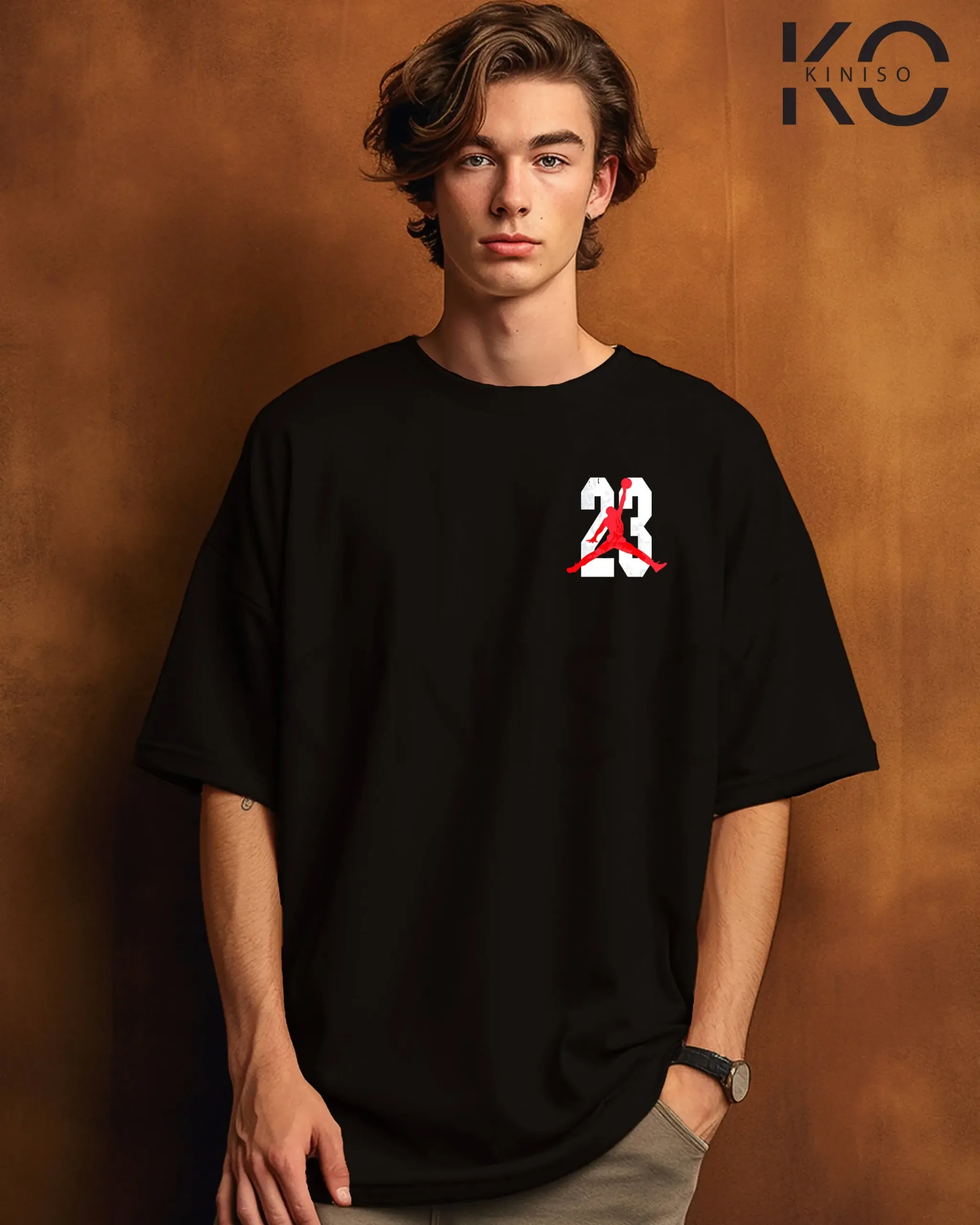 Image of nba t shirt 23 logo print black color