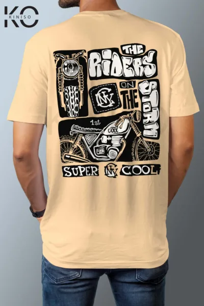 Image of Bike Rider Tees with Humorous Slogans design The Riders printed back part Brown color