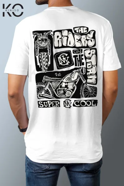 Image of Bike Rider Tees with Humorous Slogans design The Riders printed back part White color