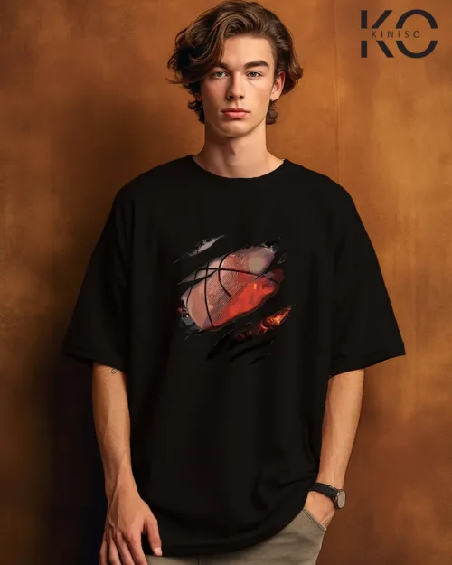 Image of NBA t shirts Basketball Crack Design printed Black color