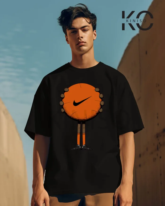 Image of NBA t shirt Basketball with nike logo printed Black color