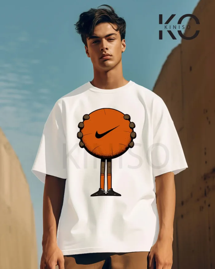 Image of NBA t shirt Basketball with nike logo printed white color