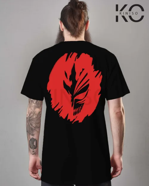 Image of Black color drop shoulder Manga printed t-shirt for men with Bleach anime Thousend Year Blood War Design