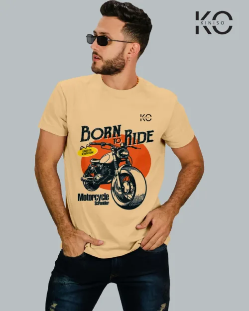 Image of Born to Ride Motorcycle Scrambler Biscuit Color Bike Adventure Lover Tees