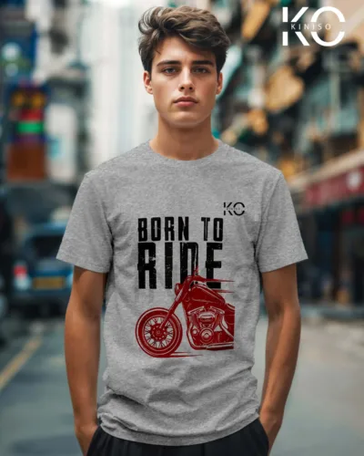 Born to Ride Grey Bike T-shirts for Men