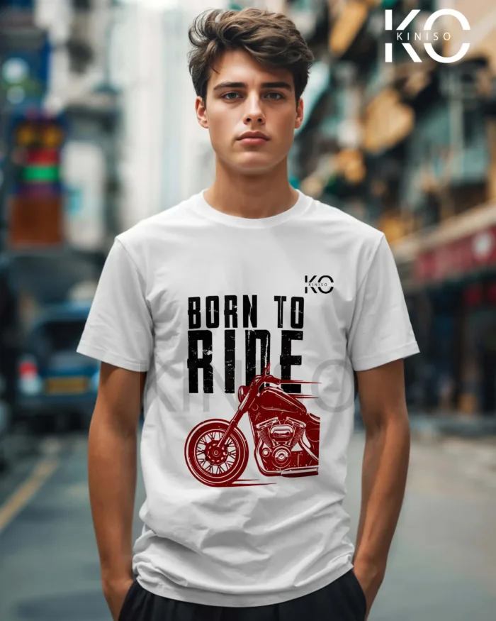 Born to Ride white Bike T-shirts for Men