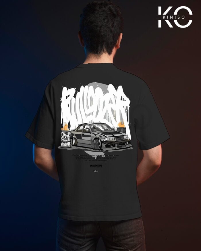 Bulldozer Back part Black men's car t shirts