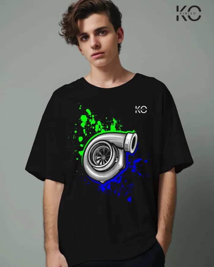 Car wheel and pipe Black t shirt