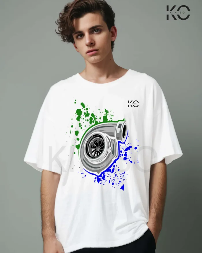 Car wheel and pipe White t shirt