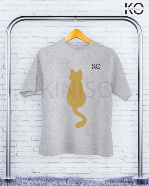 Image of Light Grey Cat Back Side T-Shirts