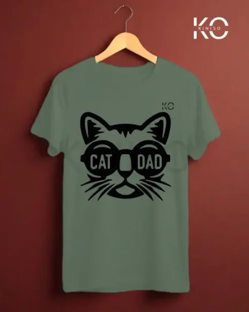 Image of Pastel Green Cat Dad Sunglass T-Shirts for Man