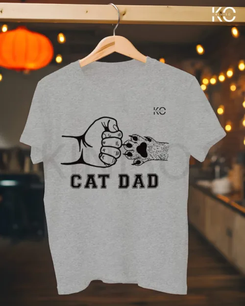 Image of Light Grey Cat Dad with Claw T-Shirts for Men