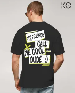 Image of vintage hip hop t shirts with Cool Dude print Back part Black color