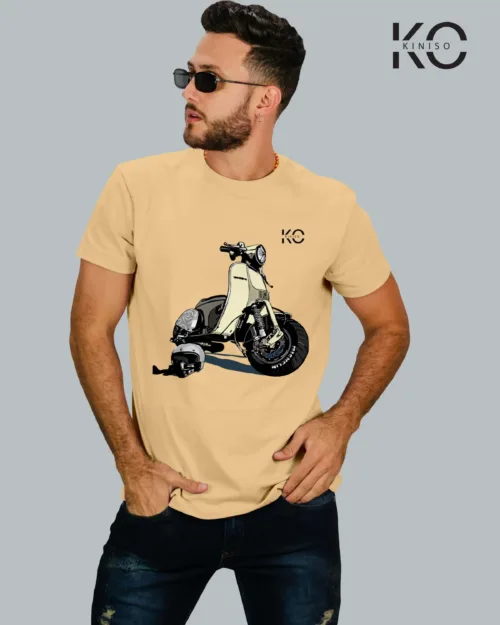 Image of Printed T-Shirts with Bike Logos or Silhouettes Custom Scooter Brown