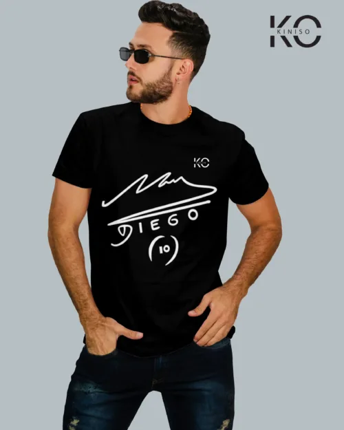 Image of Diego 10 design Black t-shirt for argentina fan