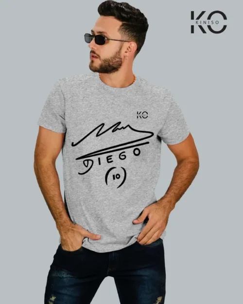 image of Diego 10 design grey t-shirt for argentina fan