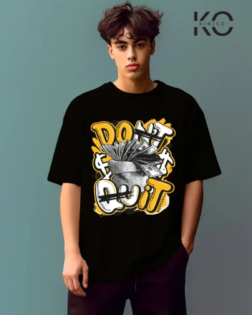 Image of hip hop graphic t shirts with Don't Quit art Black