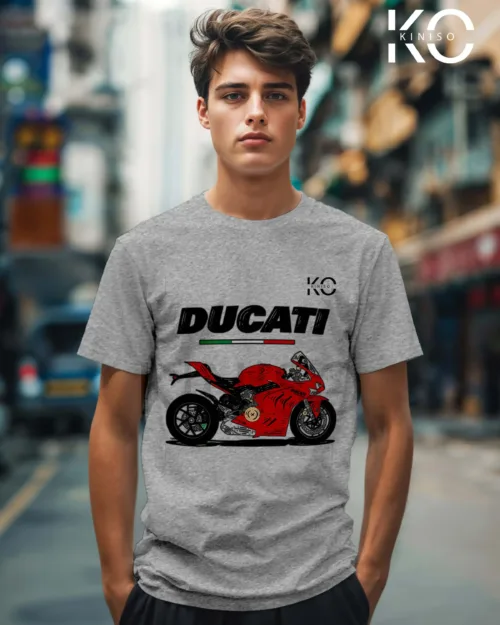 Image of Ducati Panigale V4 Motorcycle Lover T-shirts Grey