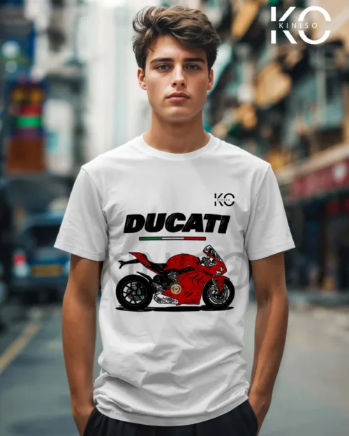 Image of Ducati Panigale V4 Motorcycle Lover T-shirts White