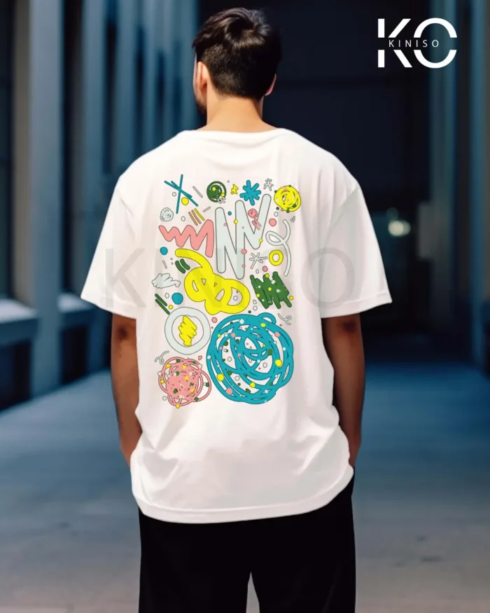 Image of HIJIBIJI GRAFFIT design print Back part white color t shirt