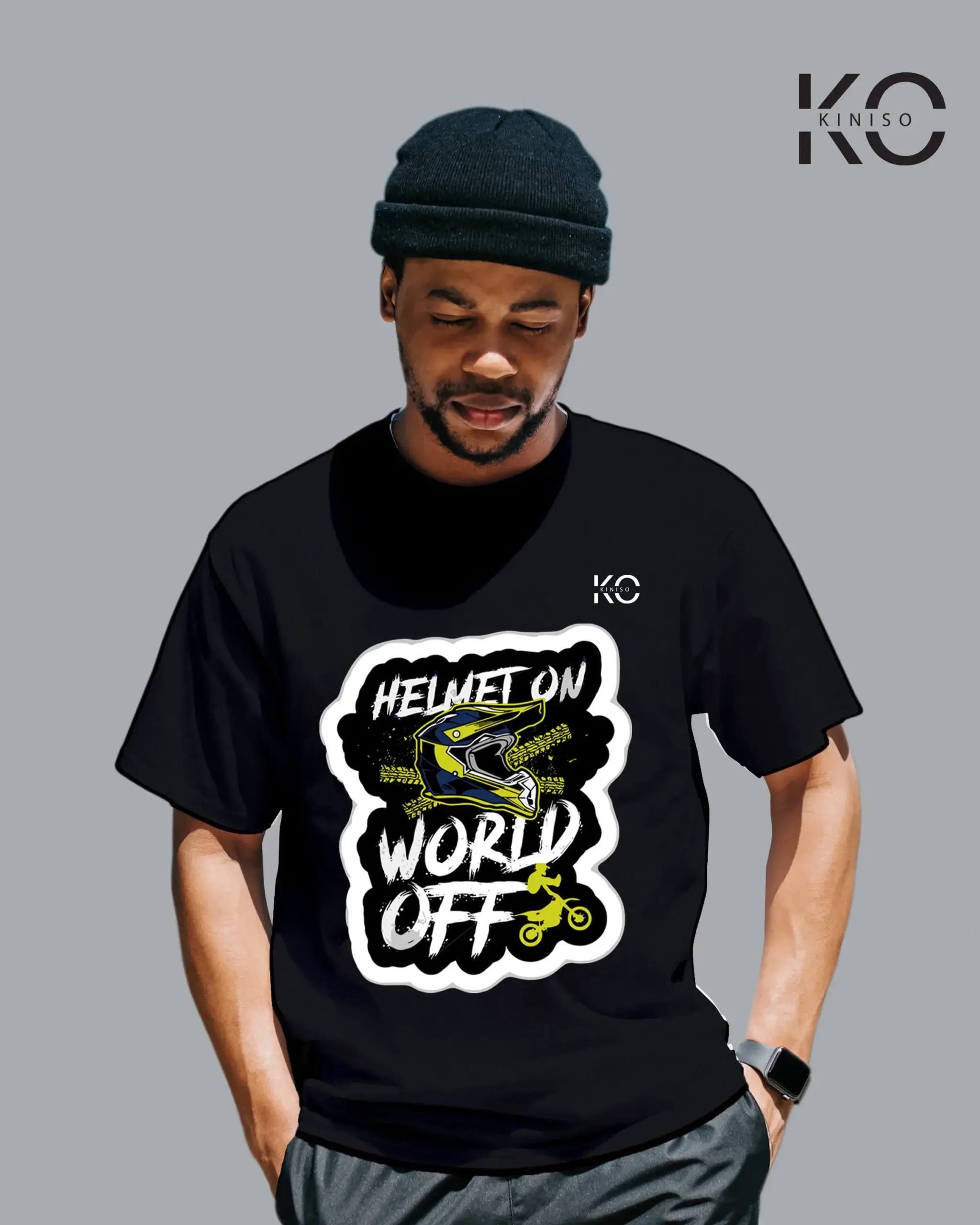 Image of Half Sleeve T-Shirts for a Classic Look Helmet on world off Black