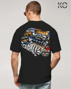 Honda car engine with logo Back part Black Graphic car t-shirts