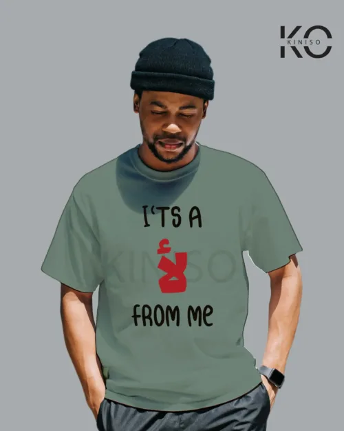 Image of Pastel Green Color Islamic T-Shirt for Muslim Men with It's All from Me Design