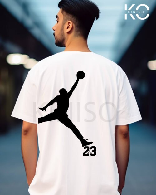 Image of t shirt basketball nba with Jordan 23 Back part white color