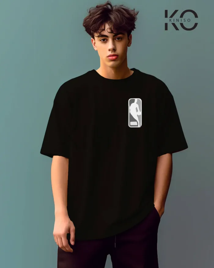 Image of NBA t shirt jersey with Jordan 23 number logo Black color printed