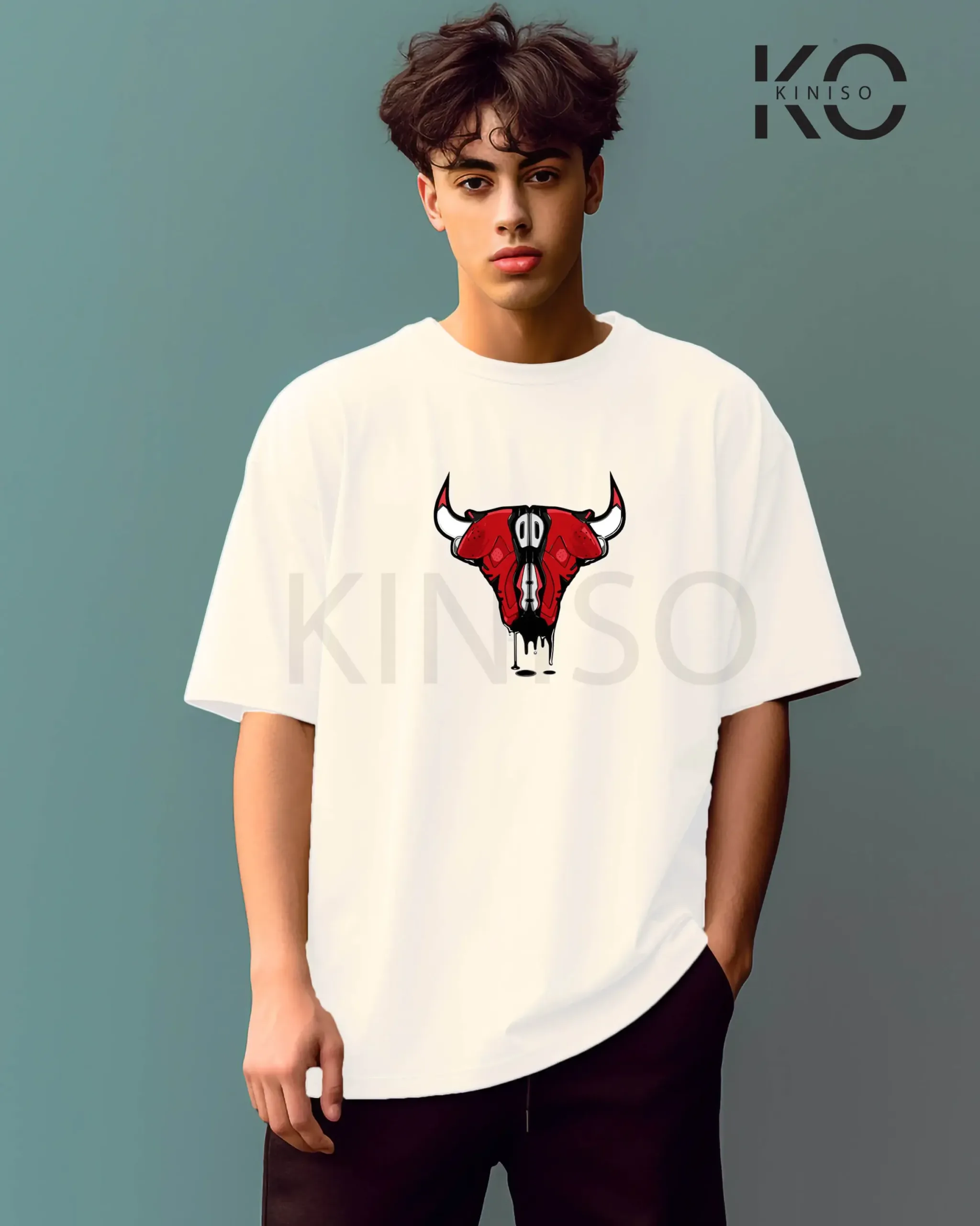 Image of NBA graphic t shirts with Jordan bull on shoe horn white color printed