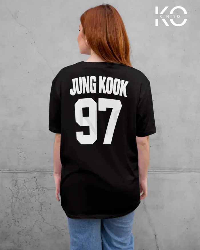 Image of Black color Jungkook Signature printed T-Shirt for BTS Fans