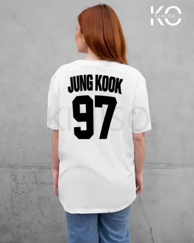 Image of White color Jungkook Signature printed T-Shirt for BTS Lovers