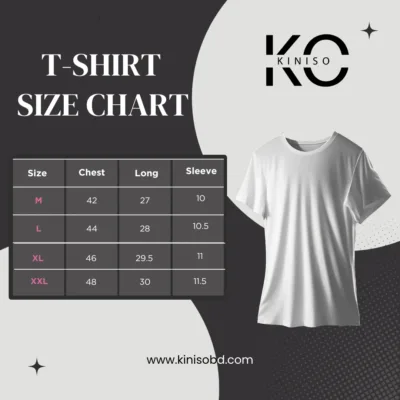 Image of Kiniso Round Neck Drop Shoulder T-Shirt Size Chart