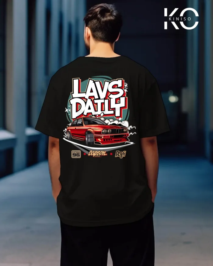 LAVS DAILY Back part Black cool car t shirts